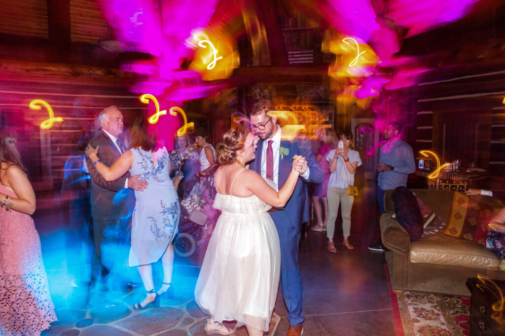 bride and groom dance party at elegant wedding at red crown lodge