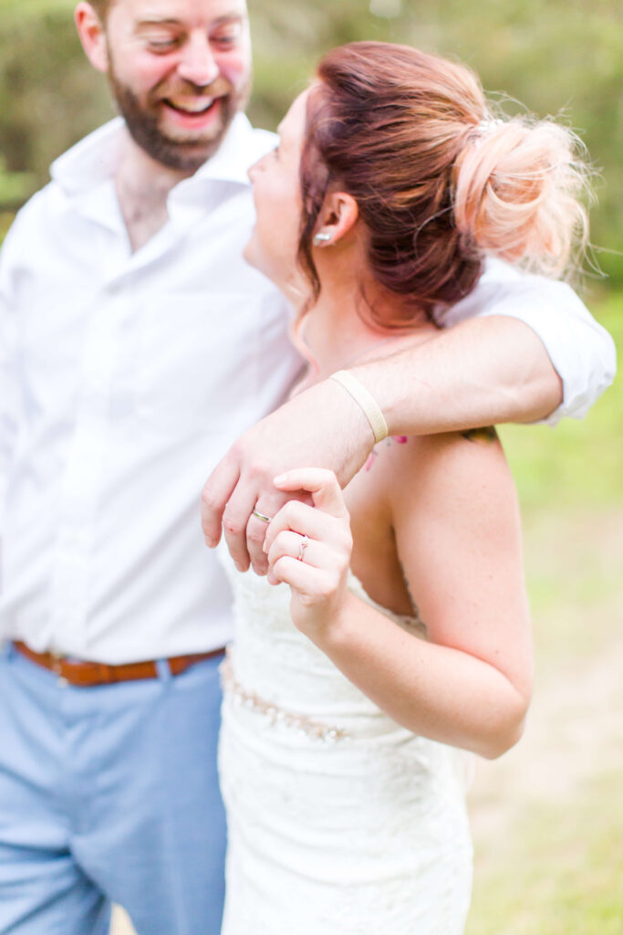 golden hour with bride & groom at their Eagle River Cabin Wedding