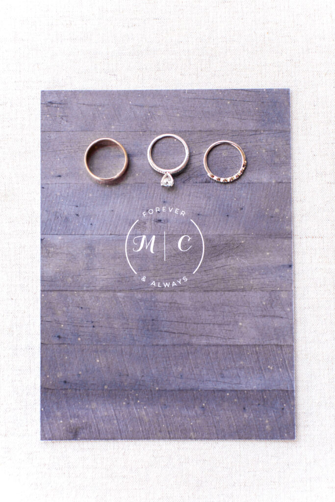 Wedding invitation with three wedding rings