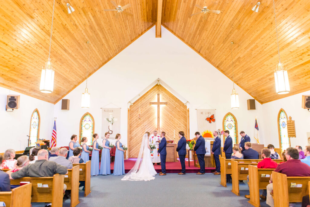 Wedding ceremony at Pioneer Lake Lutheran Church in Conover, WI 