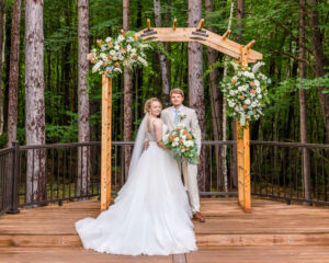 Bride & Groom at their summer wedding at the Pines Event Center
