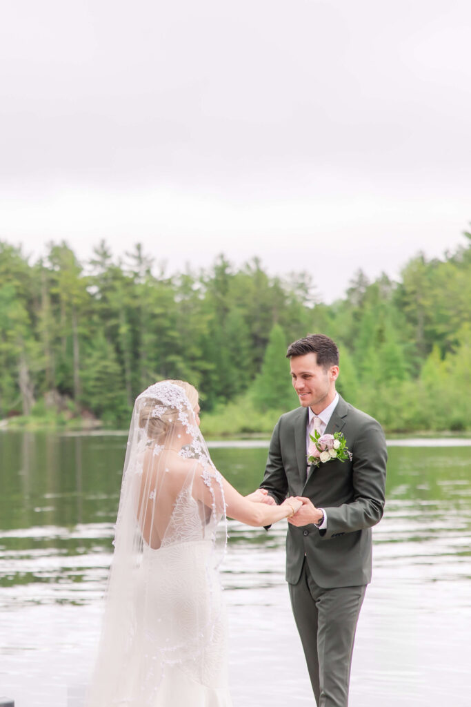 Bride & Groom First Look at Chippewa Retreat Resort