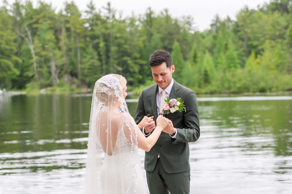 Bride & Groom First Look at Chippewa Retreat Resort