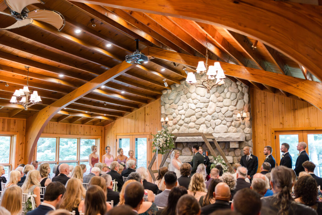 Wedding Ceremony indoors at Chippewa Retreat Resort