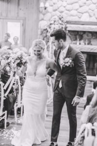 Bride & Groom coming down the aisle at Chippewa Retreat