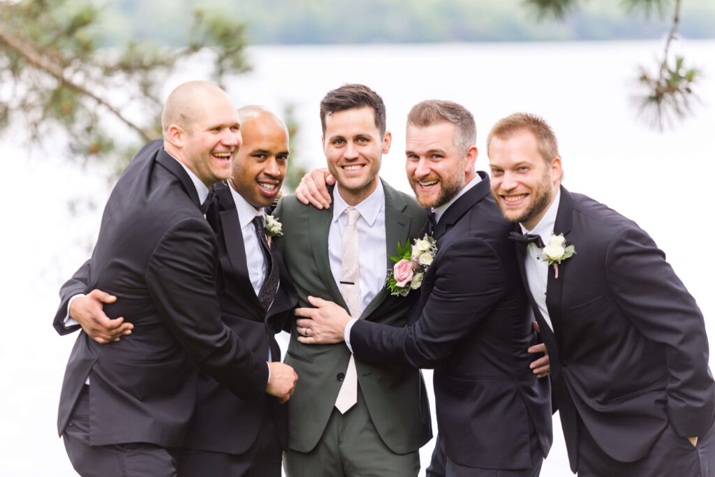 Wedding Party on the dock at Chippewa Retreat Resort