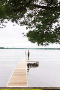 Bride & Groom on the dock at Chippewa Retreat Resort